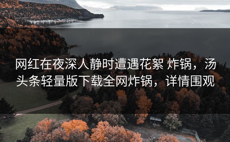 网红在夜深人静时遭遇花絮 炸锅,汤头条轻量版下载全网炸锅,详情围观 网红在夜深人静时遭遇花絮 炸锅,汤头条轻量版下载全网炸锅,详情围观